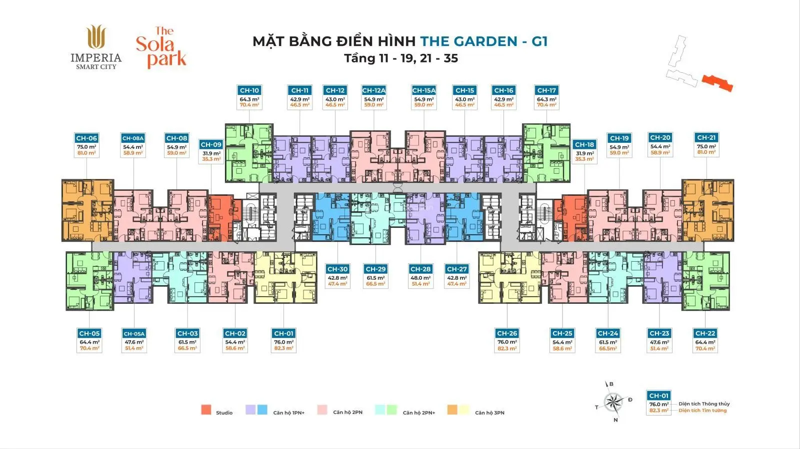 HÀNG HIẾM TẠI Imperia Sola Park, giá tốt nhất chỉ 2,95 tỷ cho căn hộ 43m2 1PN