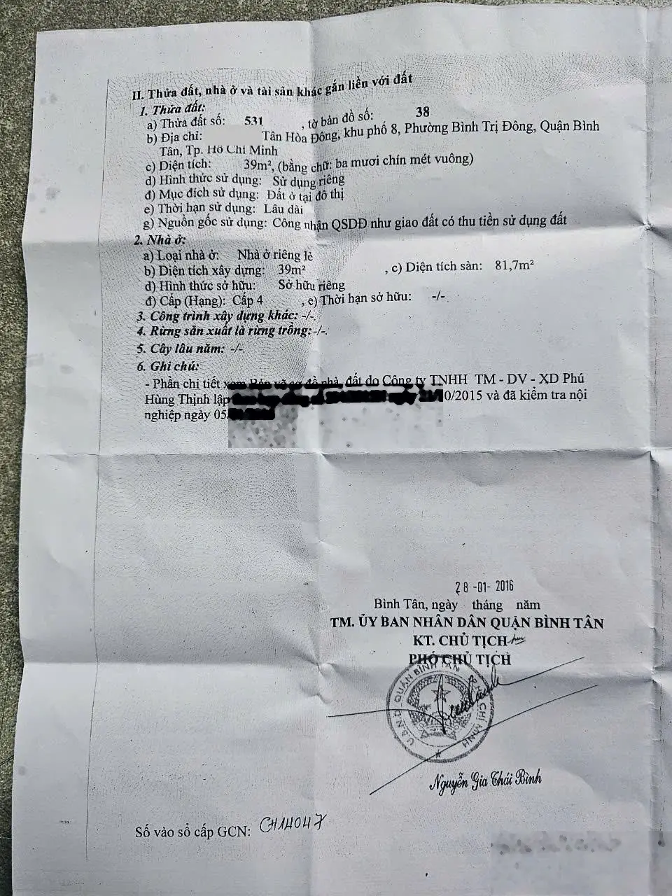 Bán nhà hẻm 5m Tân Hòa Đông P.Bình Trị Đông Q.Bình Tân giá 3,4 tỷ - 39m2