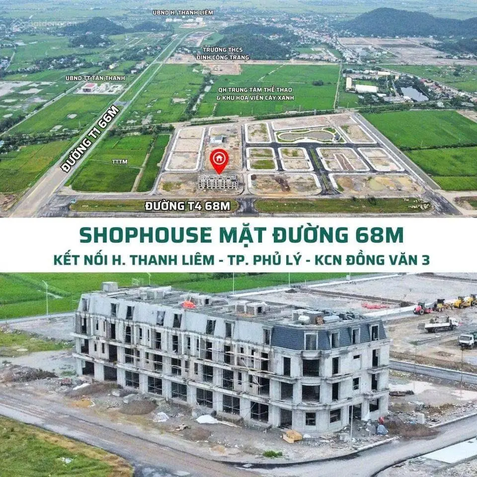 Shophouse mặt đường 68m chỉ 27tr/m2 cách bệnh viện Bạch Mai 5km, LH: 0945362397