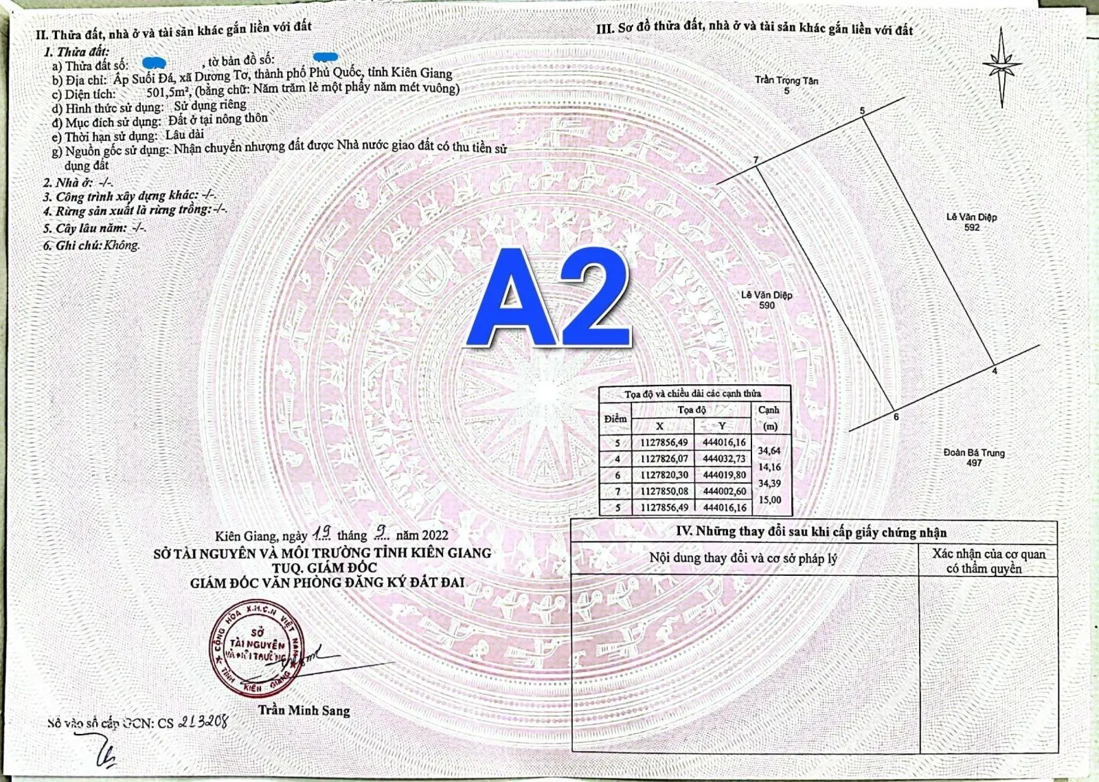 Bán đất full thổ cư giá 8,3 tỷ, diện tích 500 m2, tại Dương Tơ, Phú Quốc, Kiên Giang