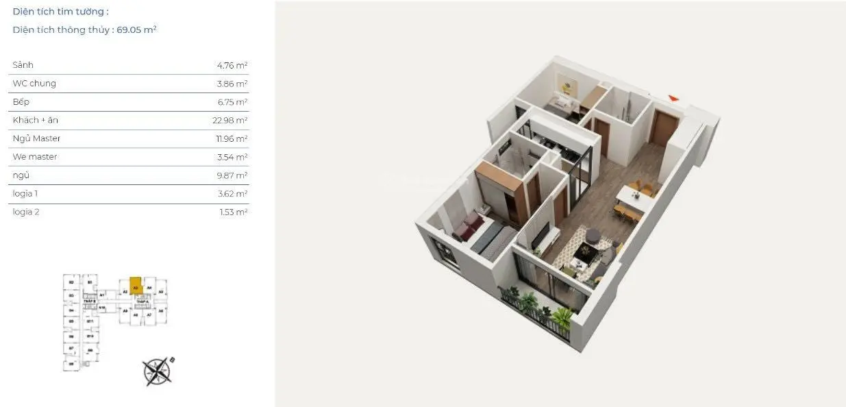 Hot, bán gấp căn hộ Bea Sky 69m2 2pn 2wc giá chuẩn chỉ 4.05 tỷ CTL. Lh em Trí: 0964 380 ***