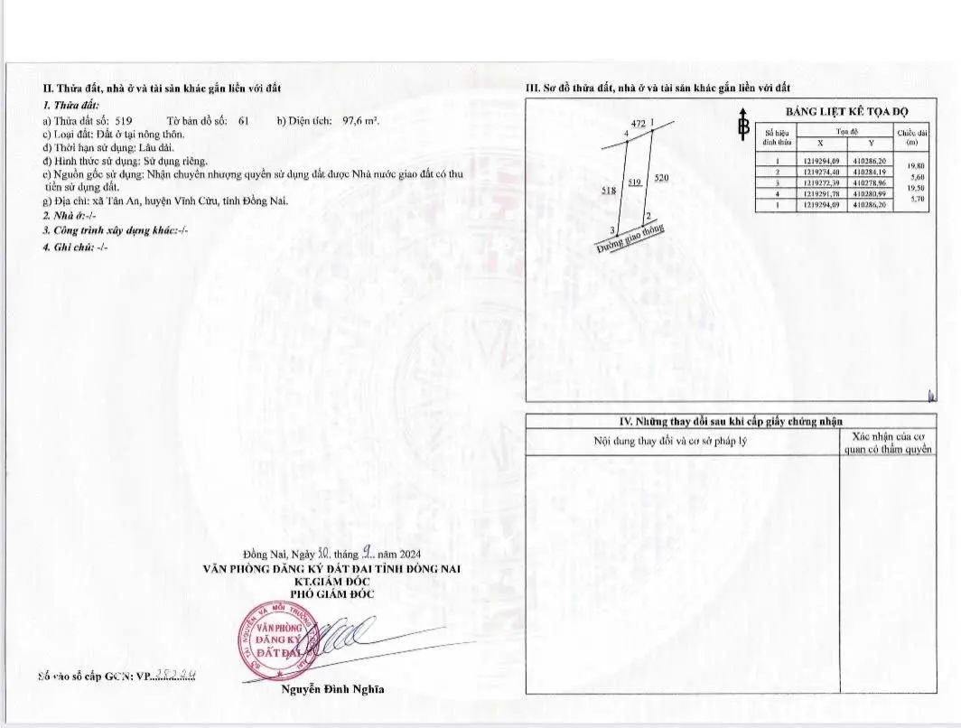 Cần bán đất nền thổ cư giá tốt ngay cụm khu công nghiệp xã Tân An, Vĩnh Cửu, Đồng Nai