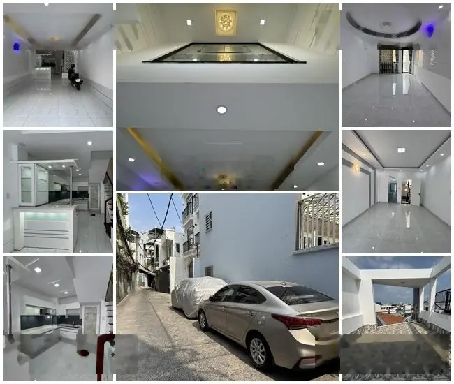Nhà phố Trệt,3 lầu, sân thượng, mới 100%, 4 phòng ngủ, hẻm xe hơi đổ cửa khu VIP Nguyễn Thượng Hiền