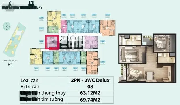 Giá tốt - Bán 2 ngủ , 63m2 sử dụng - chung cư Haven Park , KĐT Ecopark - Giá chỉ 2,5xxx