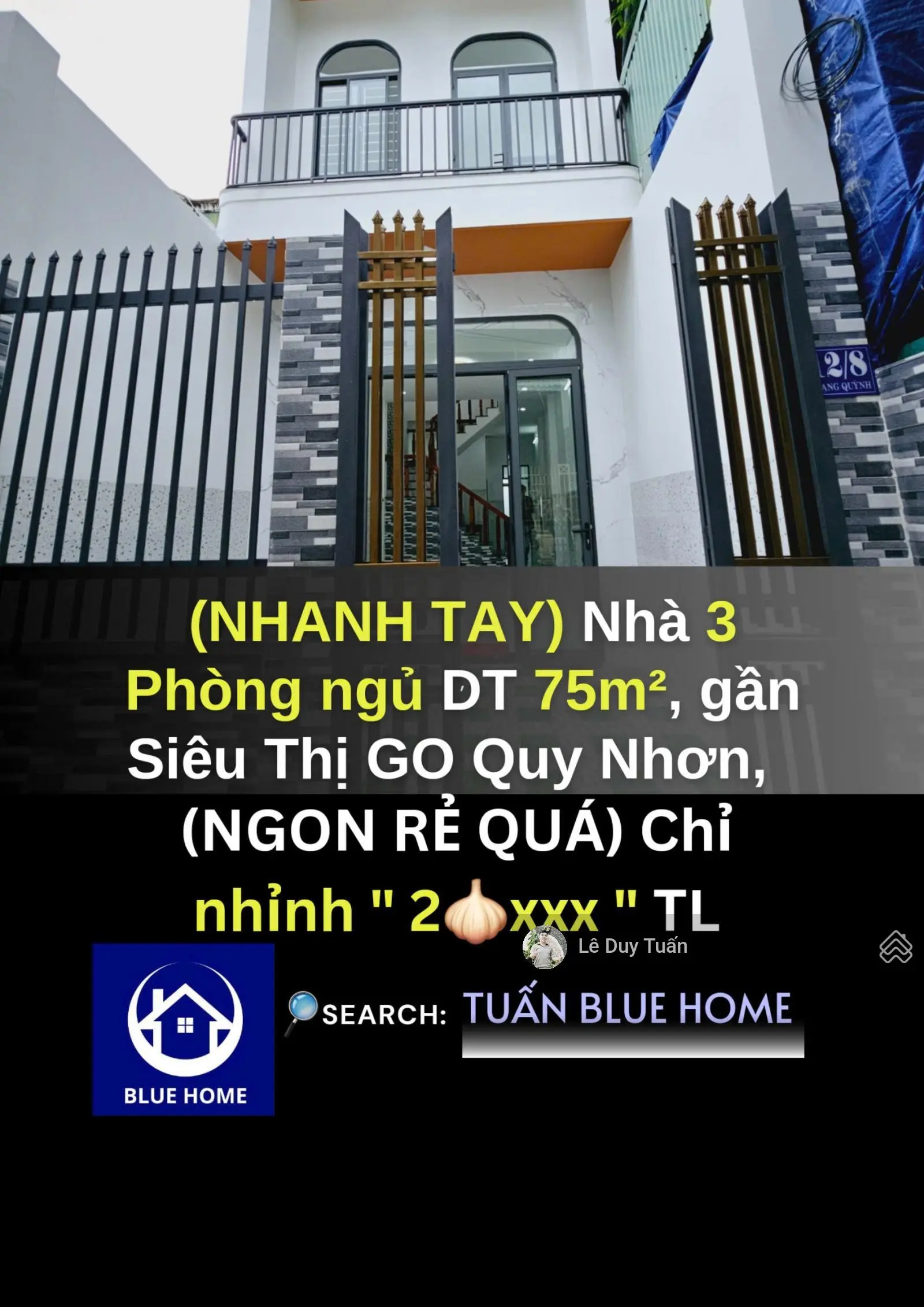 (NHANH TAY ACE À) Nhà 2 Tầng tk 3 Phòng ngủ, hẻm cạn rộng Trạng Quỳnh, P.Quang Trung Quy Nhơn