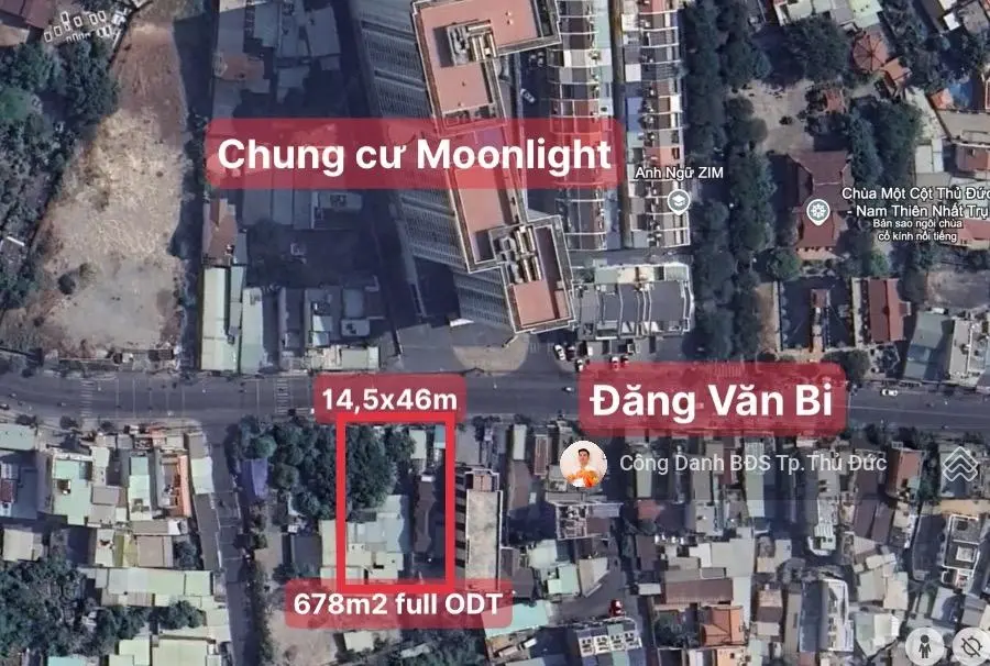 Vị trí kim cương nhà MT Đặng Văn Bi đối diện CC Moonlight - 678m2 (14,5x46) - Giá 140tr/m2