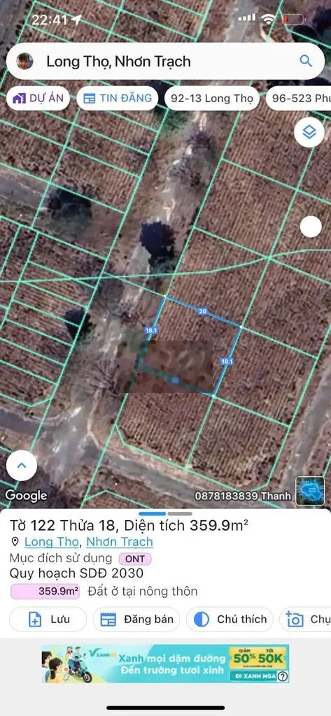 Bán đất hud long thọ , 360m2 , full thổ cư , chỉ 4.86 tỷ
