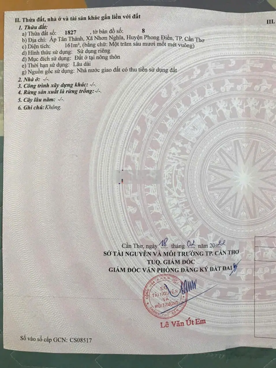 Bán gấp !!! Đất rạch sung - Phong Điền