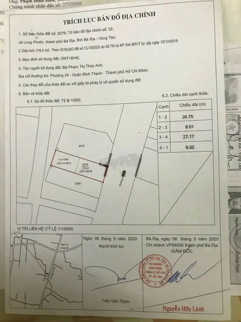 LÔ ĐẤT SIÊU RẺ ĐẸP MẶT TIỀN ĐƯỜNG HƯƠNG LỘ 8 THUỘC LONG PHƯỚC TPBR