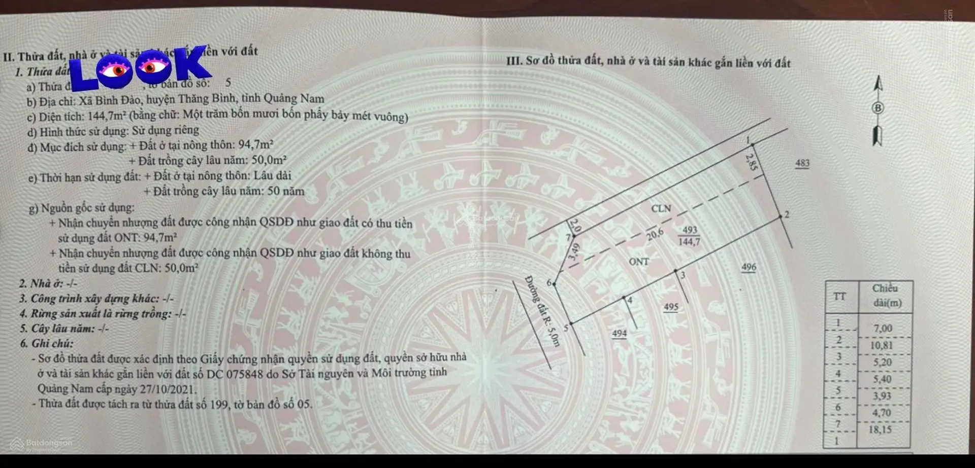 Chính chủ cần bán mảnh 144.7m2 tại Bình Đào, Thăng Bình, (gần ngã 4 Võ Chí Công và Quốc Lộ 14E)