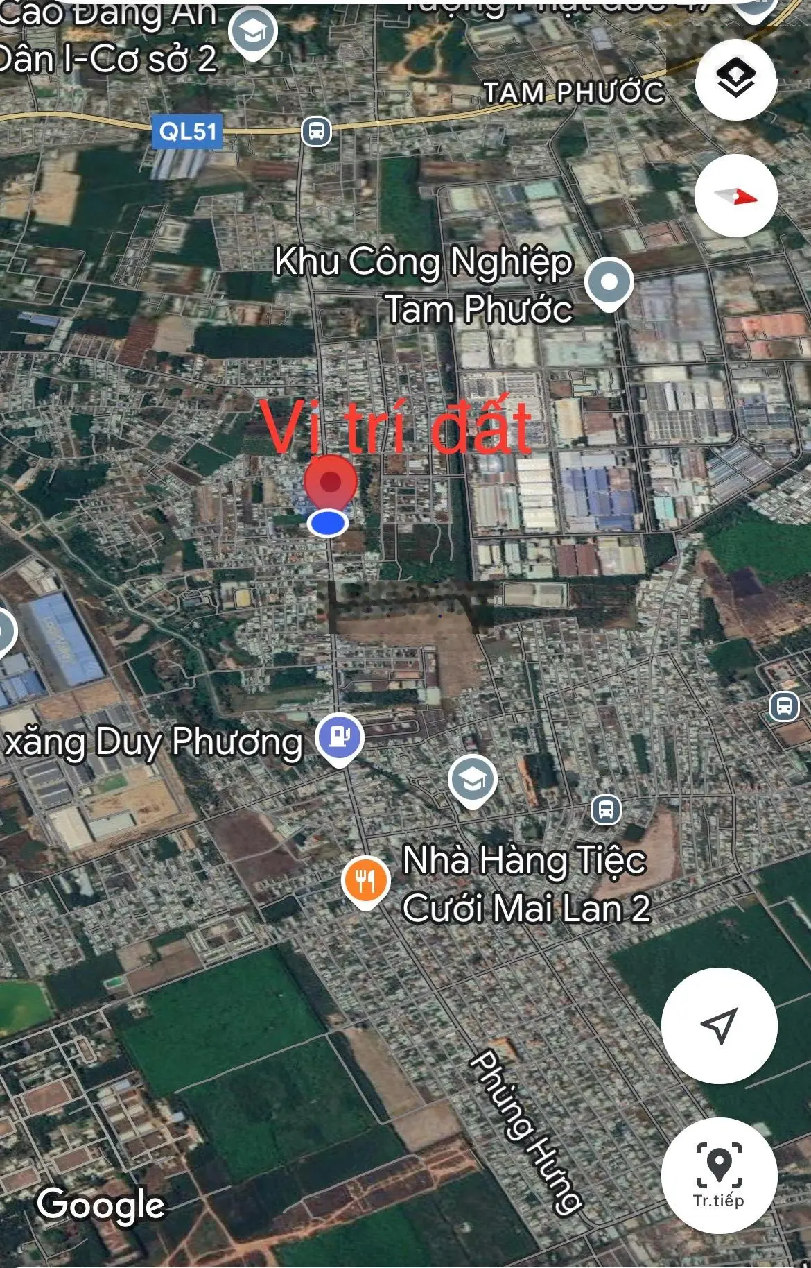 Mặt tiền đường phùng hưng ,an phước .xưởng mặt tiền đường ,3864m2 -24m mt ,đang cho thuê 80tr/th