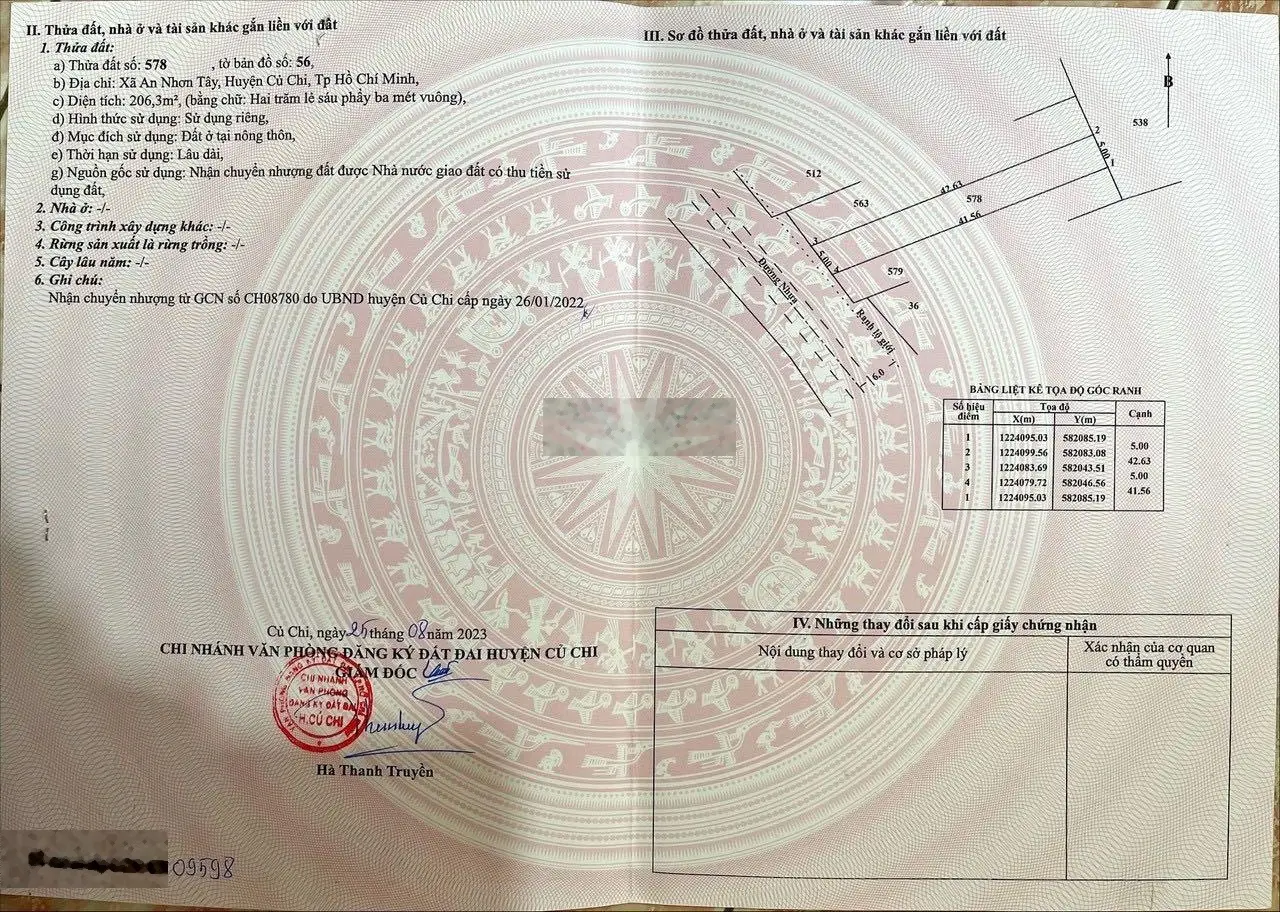 Giá 2 tỷ 050 (thương lượng) - đất thổ cư hơn 200m2 - đường nhựa 12m - An Nhơn Tây - Củ Chi