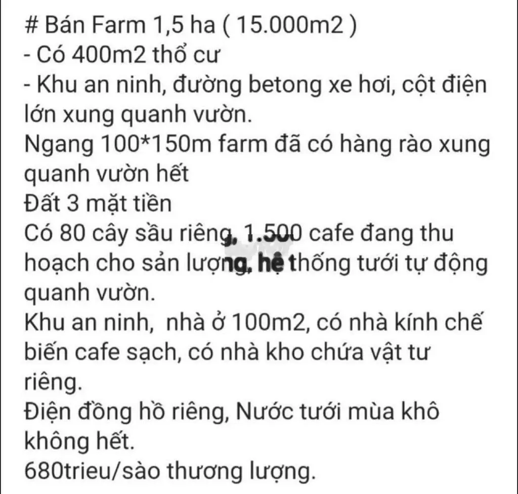 Bán Farm 1.5ha. Ninh Hòa. Duy Linh Lâm Đồng