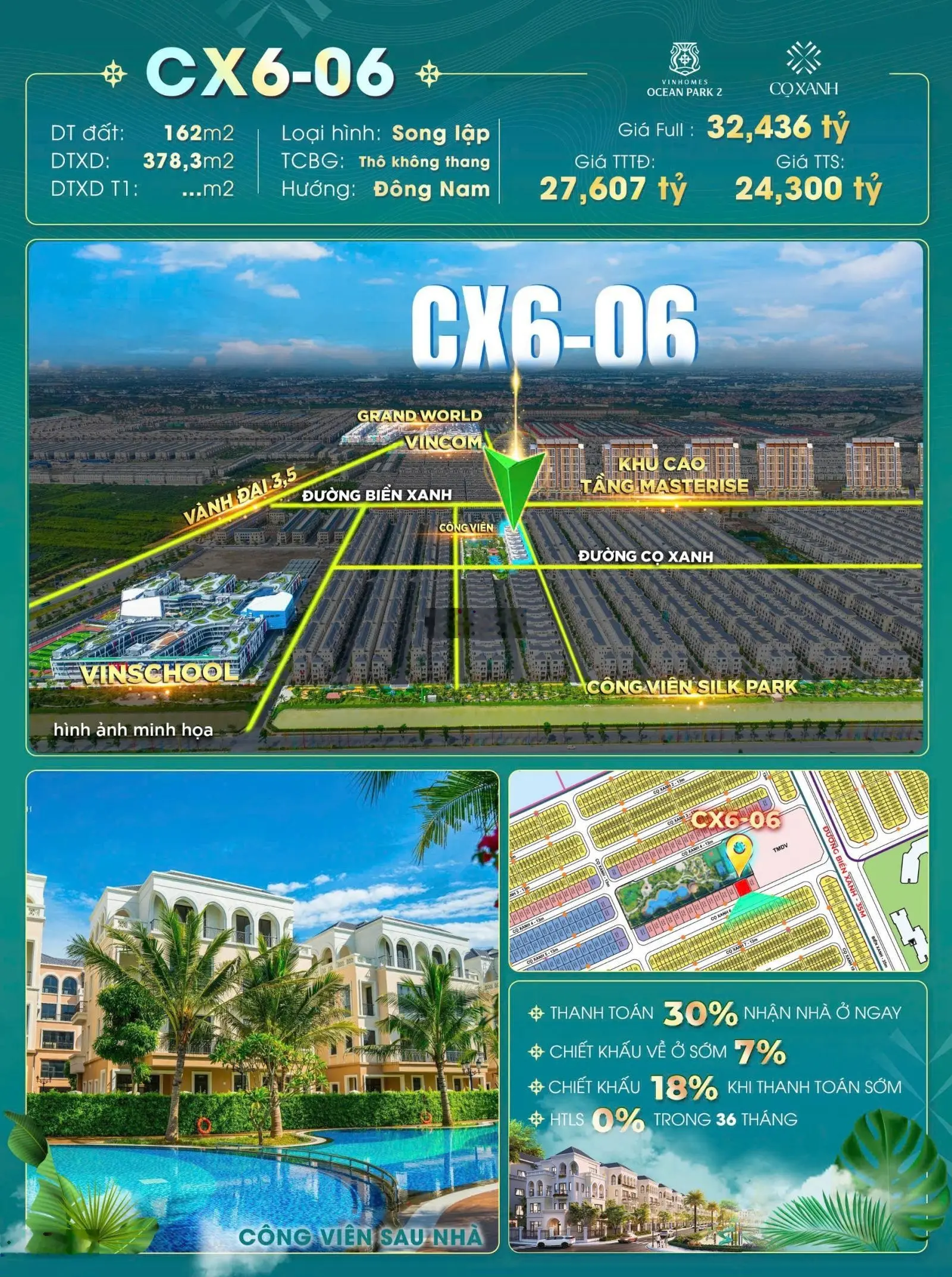 SIÊU PHẨM 160M SONG LẬP CỌ XANH 6 DỰ ÁN VINHOMES OCEN PARK 2- TIỀM NĂNG VÔ HẠN- SẢN PHẨM TINH HOA