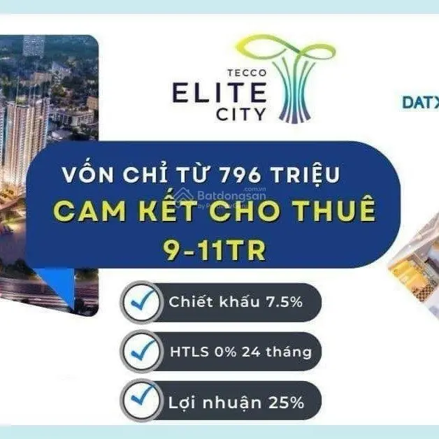 Căn hộ chung cư 3PN DT 82m2 giá 1,6 tỷ VND tại Tecco Elite City, Thái Nguyên