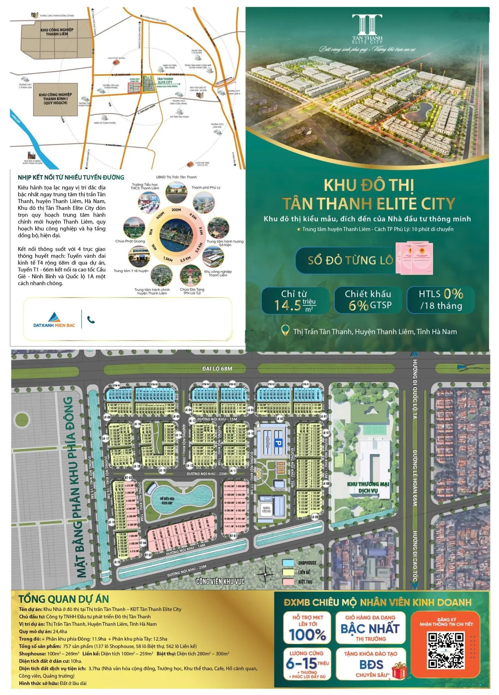 Bán liền kề + biệt thự + shophouse dự án tân thanh elite city, giá cực chất 1,6 tỷ / 1 lô lk 100m2