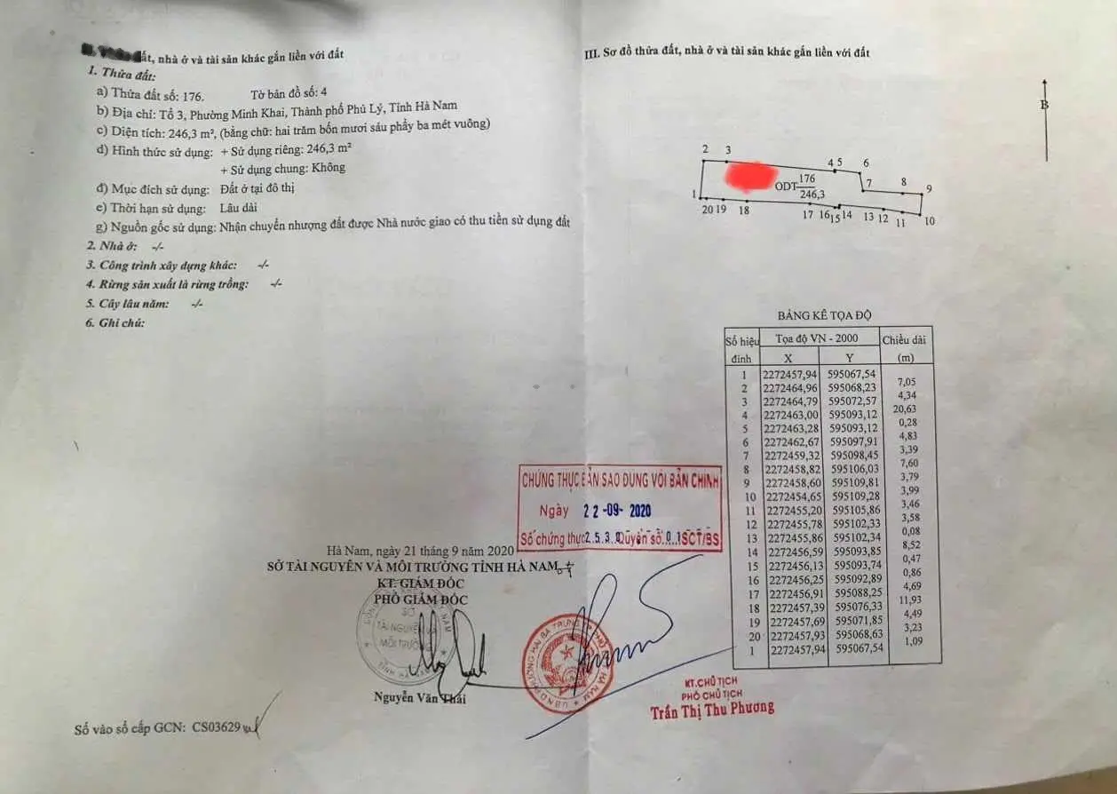 Đất chính chủ - mặt tiền đường Trần Thị Phúc, Phường Minh Khai, TP Phủ Lý - Hà Nam