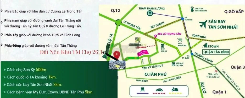 BÁN ĐẤT NỀN NẰM TRÊN ĐƯỜNG 26\3 GẦN AEON TÂN PHÚ
