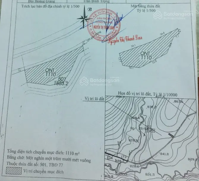 Thổ cư 1110m2, DT 1883.2m2 (68m mặt tiền) DT725 Lộc Ngãi Bảo Lâm Lâm Đồng, 3.2tr/m2 - 88.5tr/m
