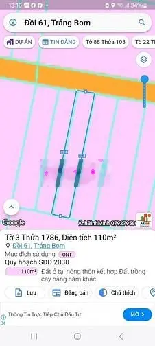 Bán 110m Thổ cư, Đội B, xã Đồi 61, huyện Trảng Bom