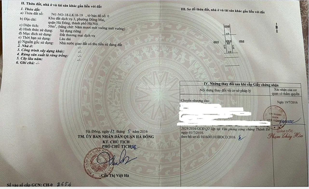 Tôi chính chủ bán đất dịch vụ đầu tư cực tốt 50m2 Phường Đồng Mai, Quận Hà Đông, Hà Nội