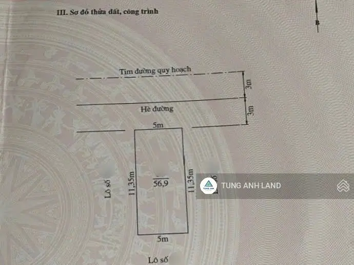 Thửa đất 56,9m2 duy nhất khu TĐC Sao Sáng