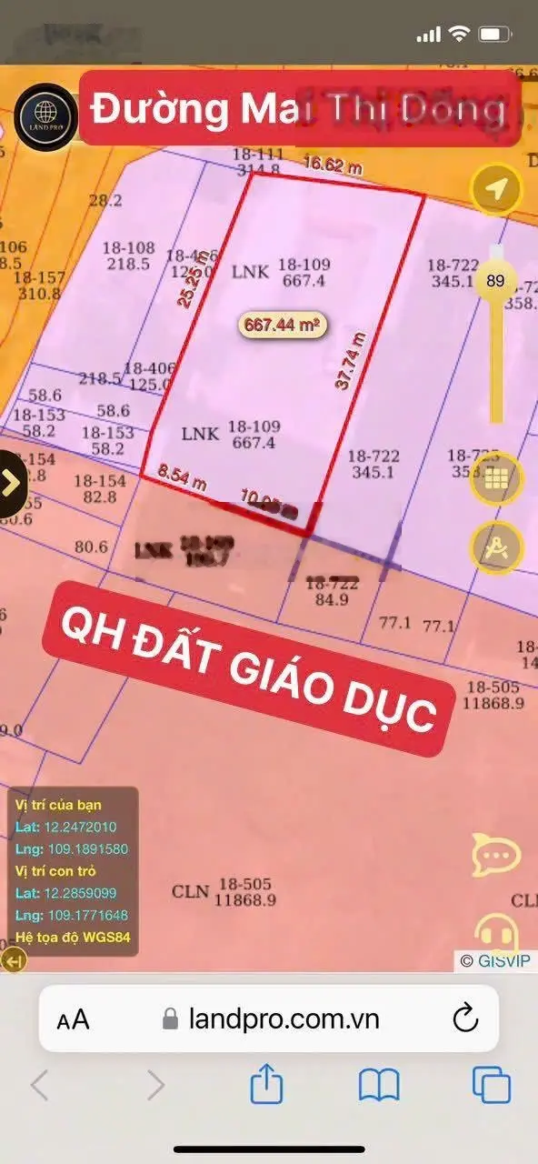 Bán đất giá rẻ đường Mai Thị Dõng, Hòn Nghê, Vĩnh Ngọc, Nha Trang, DT 837m2 (ngang 18m) - Giá: 7 tỷ