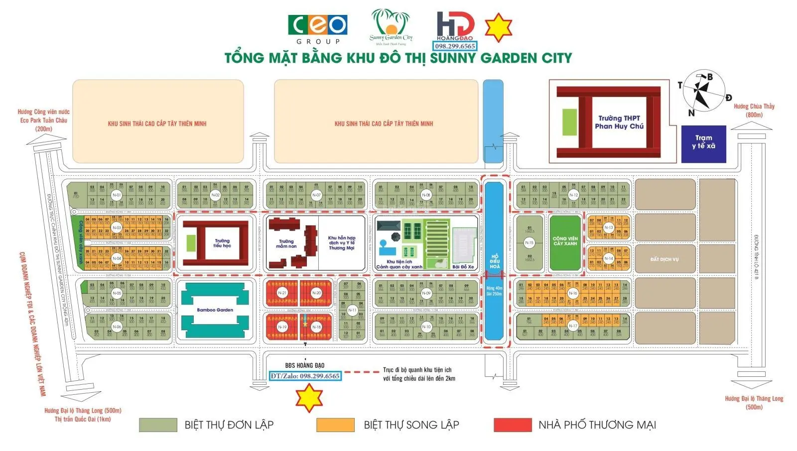 Đón sóng hạ tầng phía Tây Hà Nội: KĐT Sunny Garden City, ngon, bổ, rẻ. LH Hoàng Đạo 098 299 6565