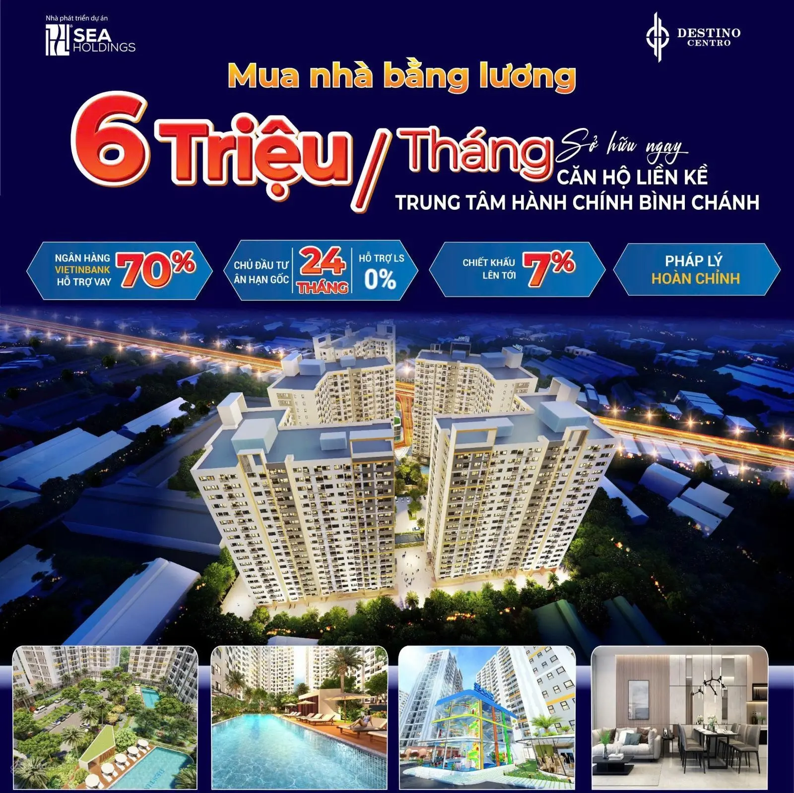 Căn hộ Destino Centro sở hữu căn hộ 2PN liền kề chợ Bình Chánh - mặt tiền QL1A - 090591578