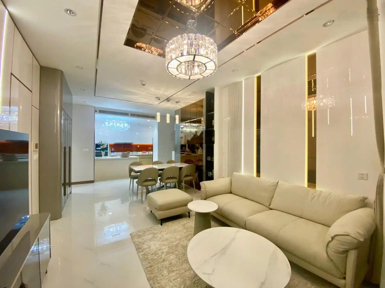 Bán căn hoa hậu Sunwah Pearl, góc 2PN 2WC tầng 48, view sông Quận 1, cầu Ba Son, full nội thất