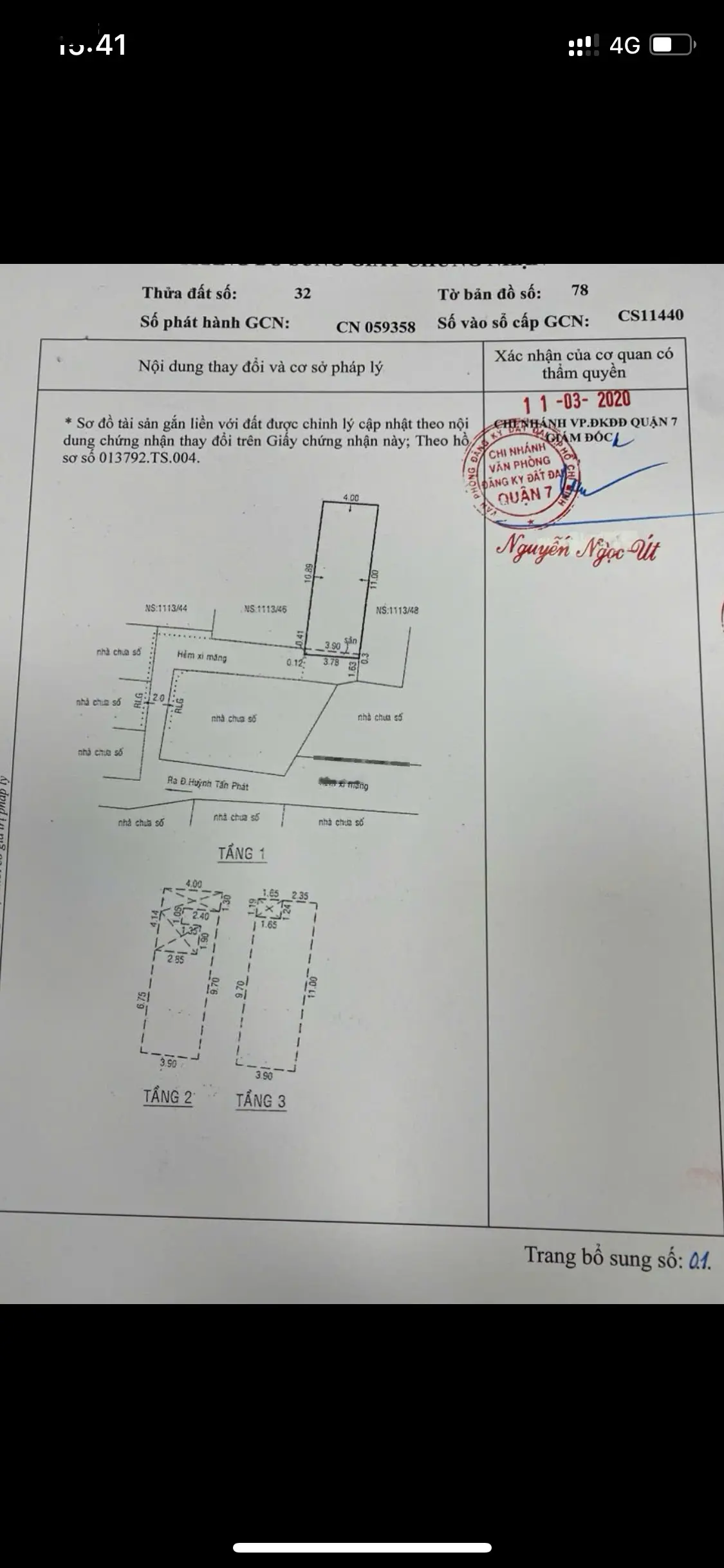 Bán căn nhà 2 lầu sổ hồng riêng hoàn công đúng hiện trạng DT 4mx12m giá 3.8 tỷ