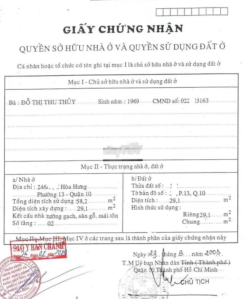 NHÀ 1 LẦU 29M2 TÔ HIẾN THÀNH Q10