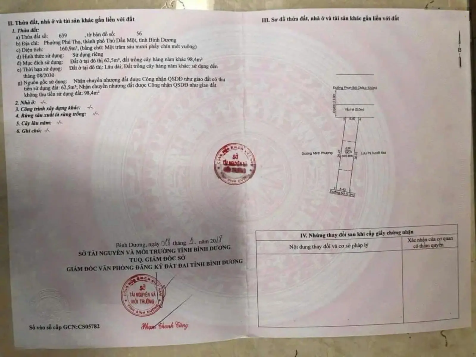 Vỡ nợ. Hạ 2 tỷ. Bán nhà vườn mặt tiền Phan Bội Châu TDM. Giá 3ty7