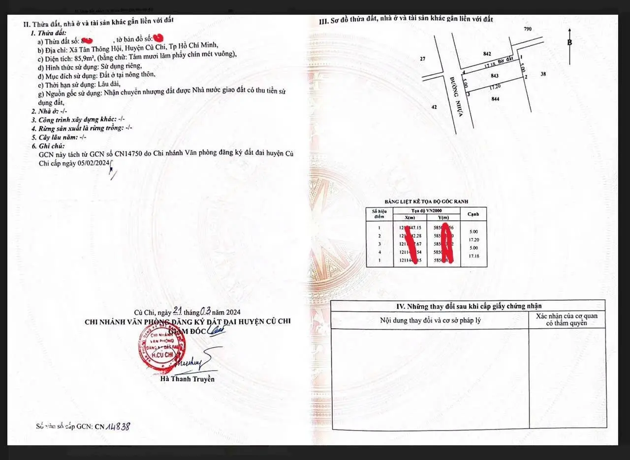 Bán nhanh lô đất 86m2, SHR, full thổ, Tân Thông Hội, Củ Chi, 1 tỷ 945