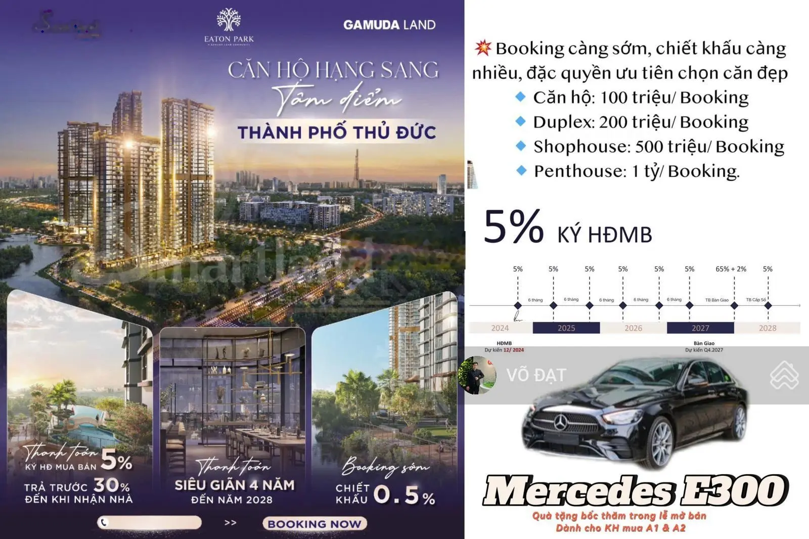 Tối ưu về Giá cả và Thanh khoản - Khi đặt chổ sớm tháp mới A1 & A2 Dự án Eaton Park.