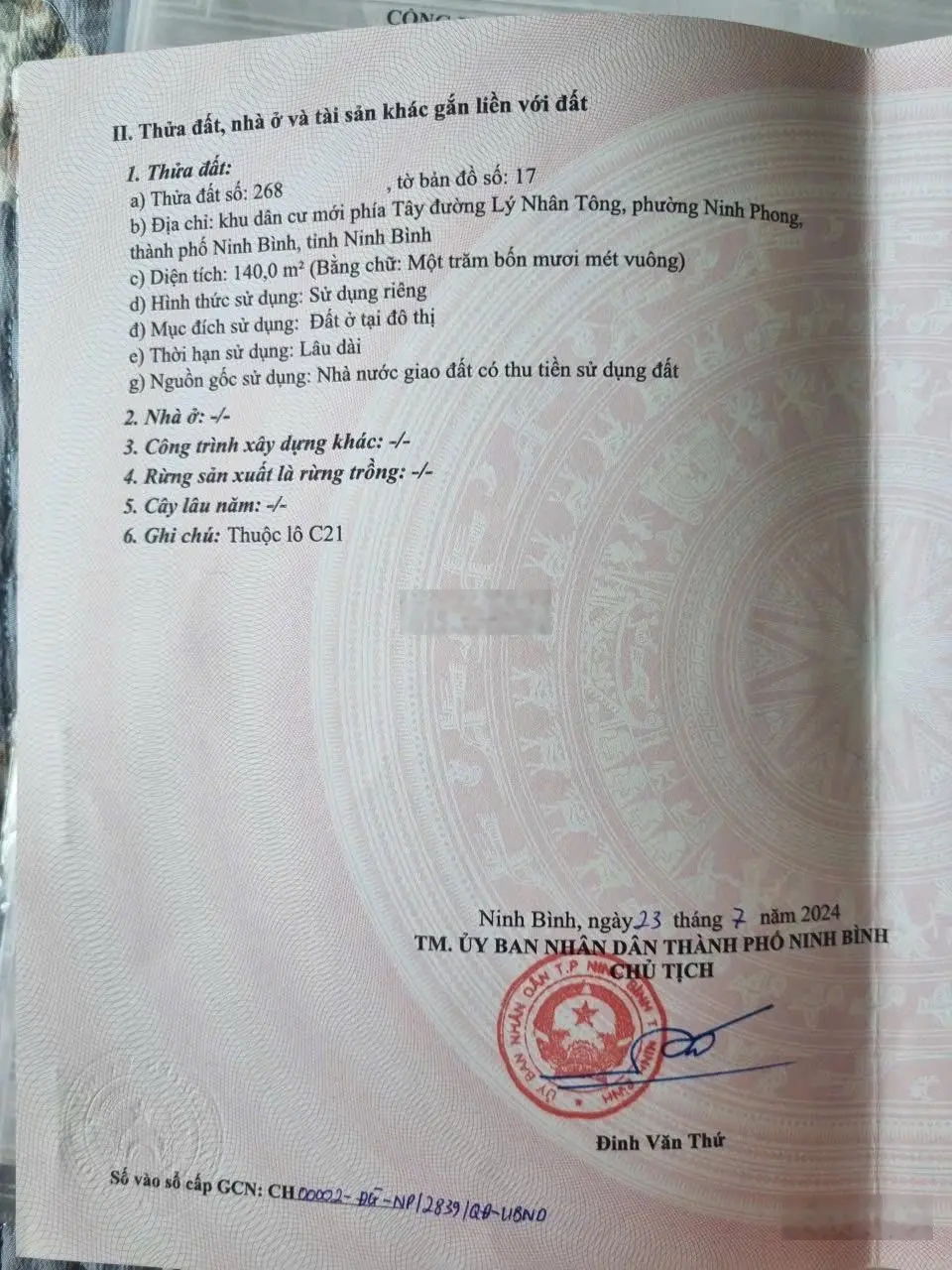Cơ hội sở hữu ngay lô đất vàng tại khu dân cư mới Tây Ninh Phong, TP Ninh Bình