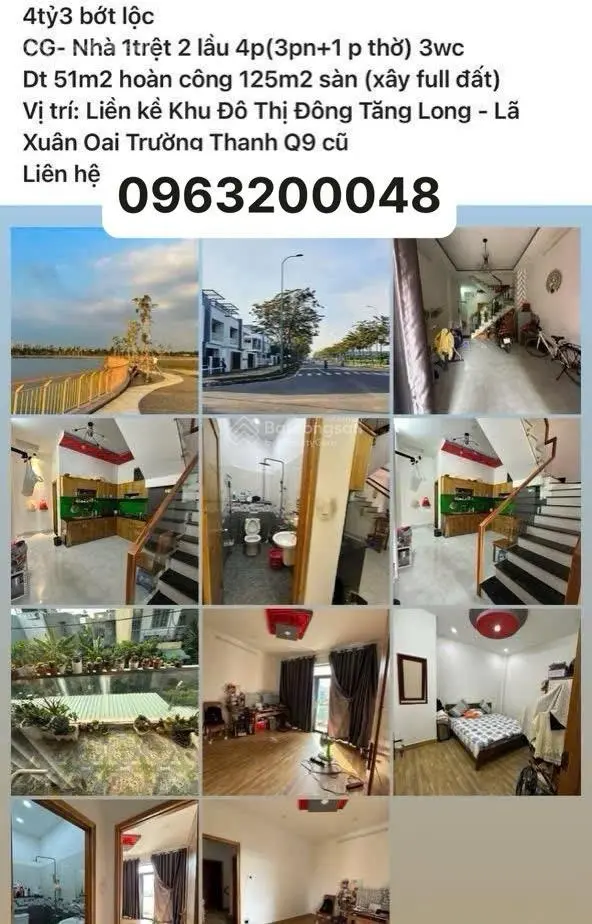 Bán nhà 3 lầu Đường lã Xuân oai Phường Long Trường, Quận 9, TP.HCM, 4,25 tỷ, 129m2 giá đầu tư tốt.