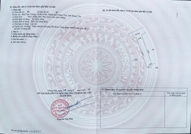 Cần bán đất full thổ cư tại xã Bảo Khê, Hưng Yên. Diện tích 76m2