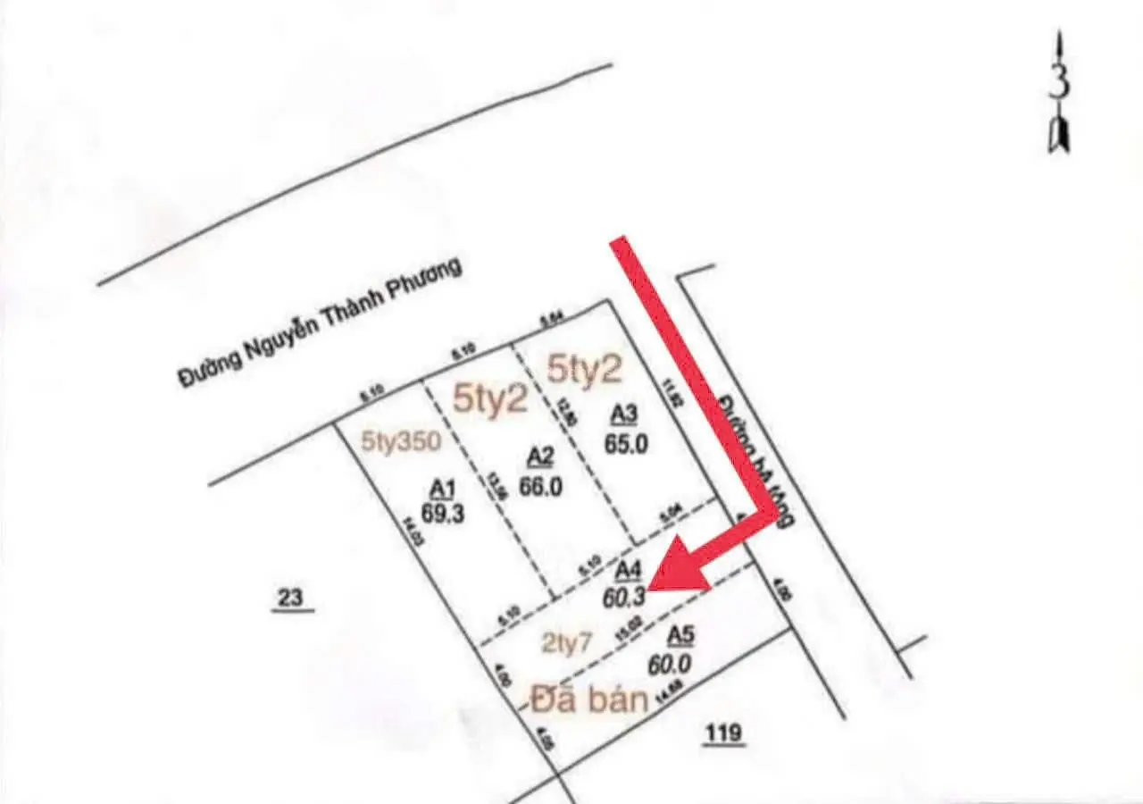 Bán lô đất, 1 sẹc đường Nguyễn Thành Phương, phường Thống Nhất (trục chính đi qua Hiệp Hoà)