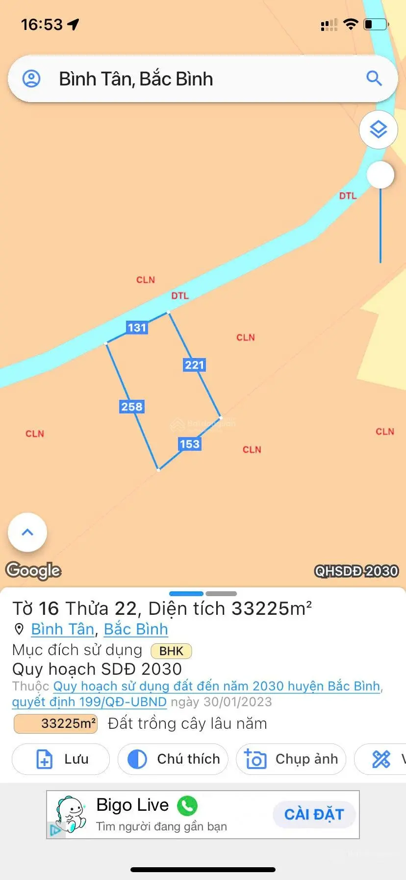 Lô 3.4ha ngay mặt tiền kênh Chánh Tây, gần trung tâm khu farm Hòa Thắng giá 1,2tr/m2