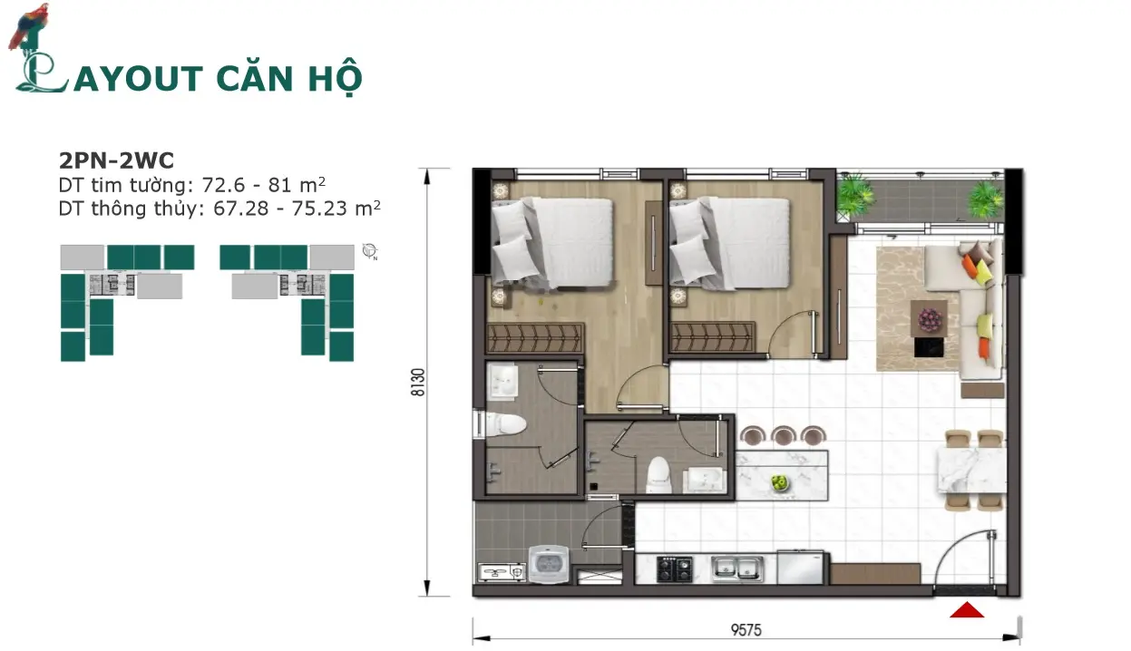Bán 2 phòng ngủ 81m2 Essensia Nam Sài Gòn 5,2 tỷ LH 0937 688 ***