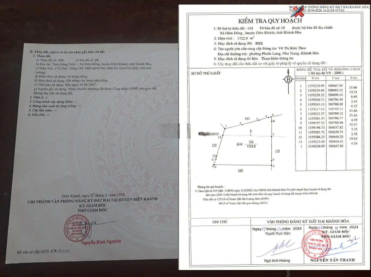 Bán đất vườn 1,722.9m2 tại thôn Đồng Trăn 1, xã Diên Đồng