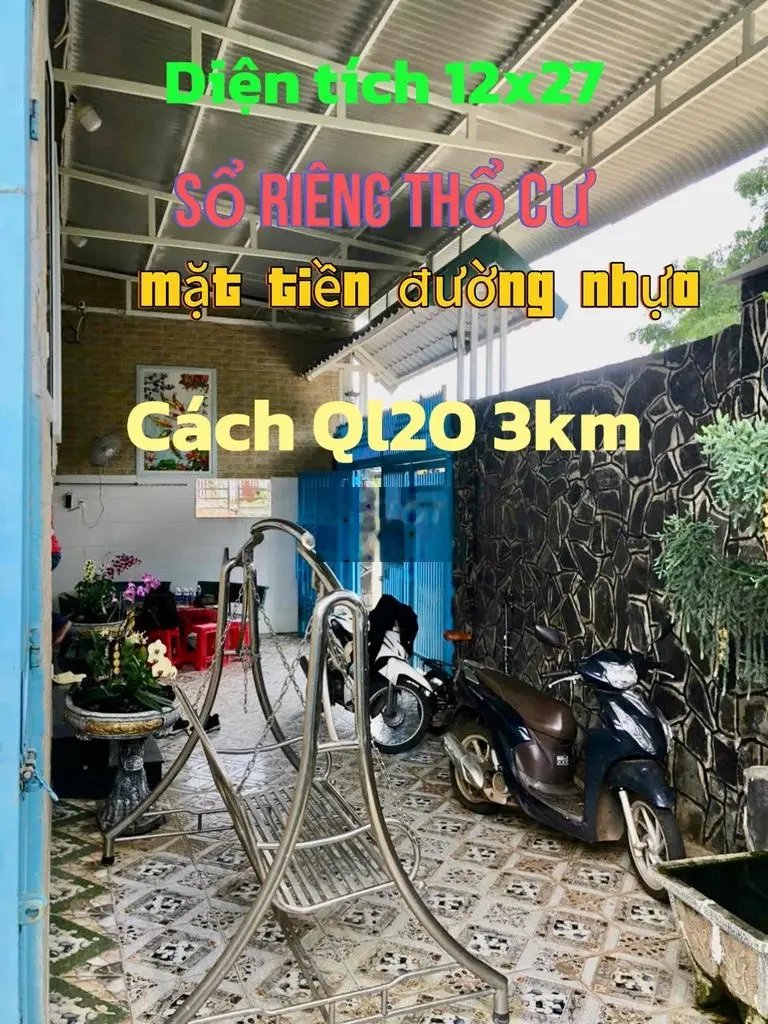 BÁN GẤP CĂN NHÀ 327M2 GIÁ 2T650 SỔ RIÊNG THỔ CƯ MẶT TIỀN ĐƯỜNG 12M