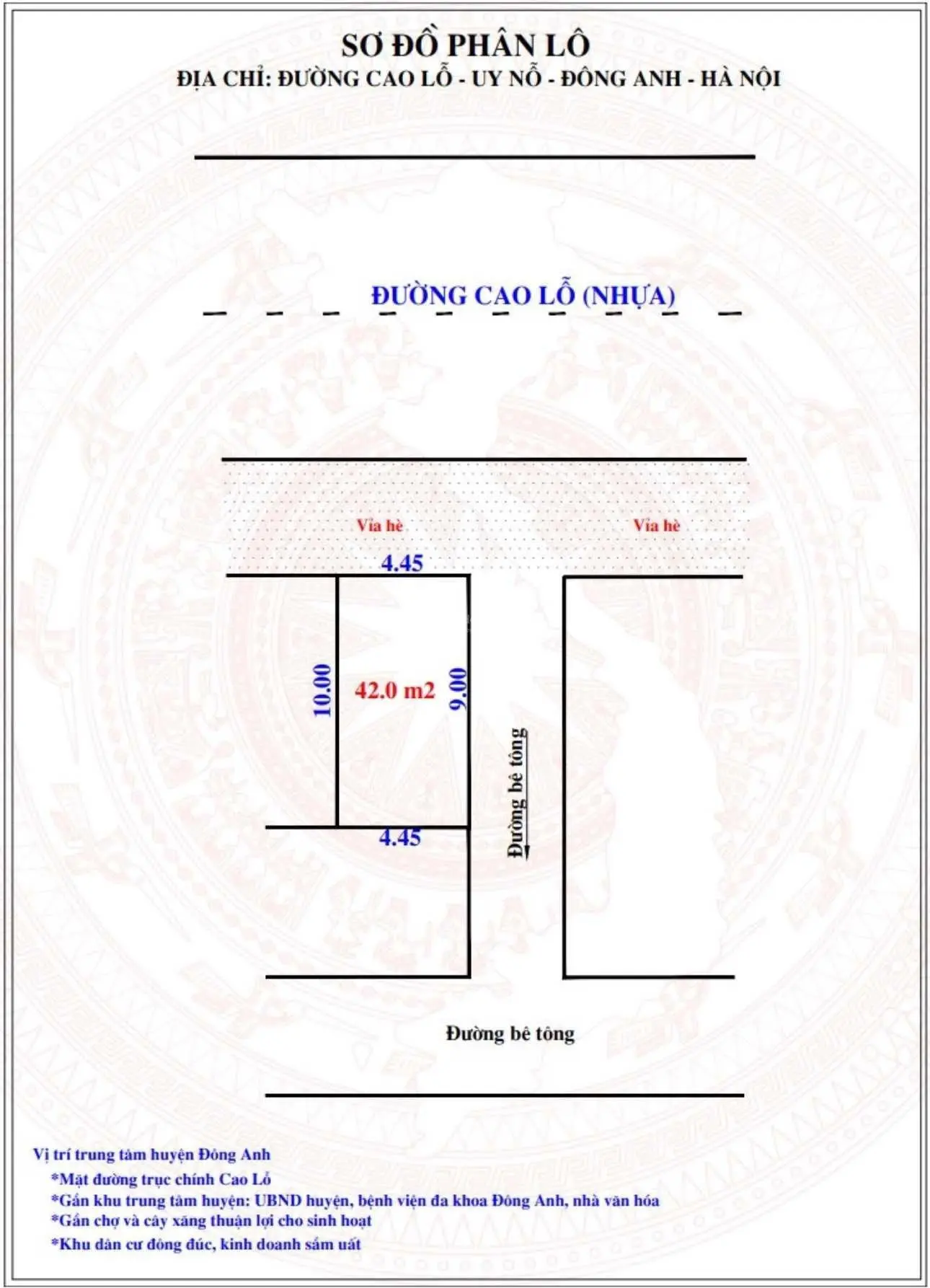 Bán lô góc đường Cao Lỗ - Uy Nỗ - Đông Anh. DT 42m2, đường rộng 30m + vỉa hè + kinh doanh đỉnh