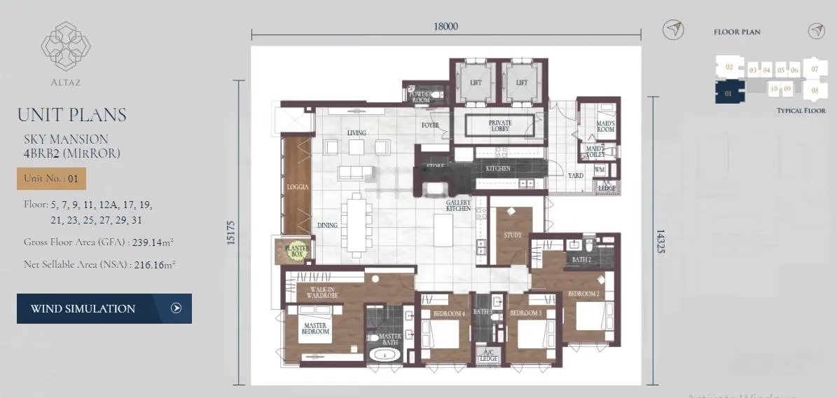 Căn đẹp-Sky Mansion toà Altaz, 4 phòng ngủ 239m2 trục 01 view sông. Giá 26,8 tỷ. LH: 0931 356 ***