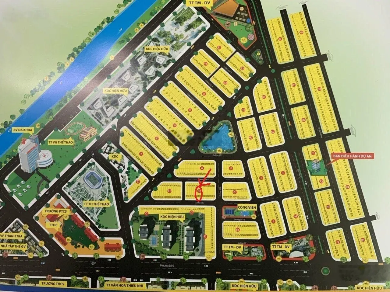 Lô 5x20 đường chính 30m trung tâm hành chính huyện Thủ Thừa