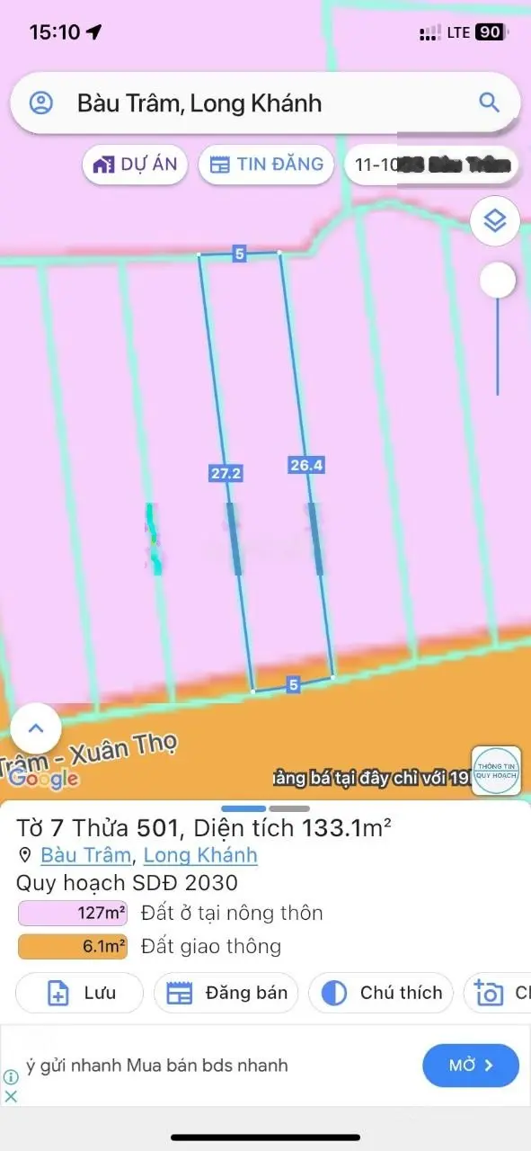 Bán mặt tiền đường Bàu Trâm Long Khánh, kinh doanh buôn bán