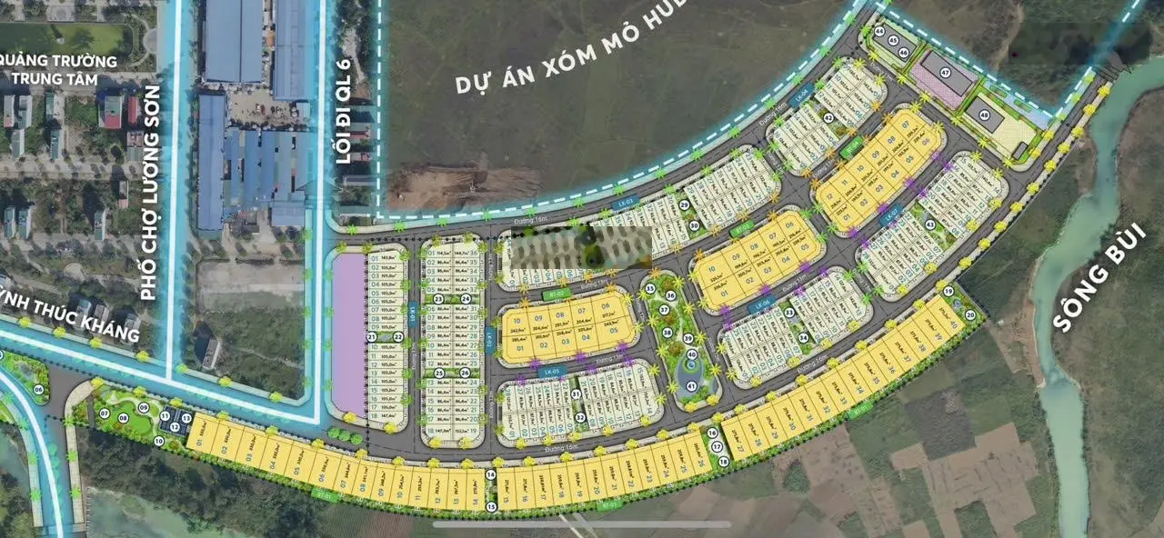 Bán lô liền kề ngay góc chợ dự án Riverview Lương Sơn 105m2 giá cực tốt 24.5tr/m2