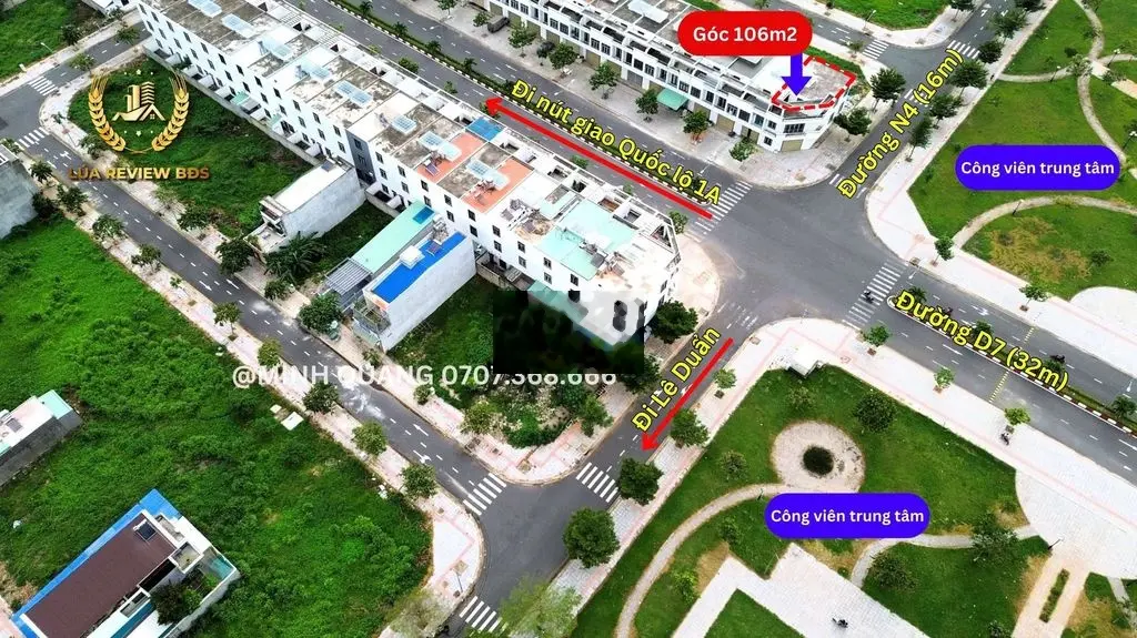 Căn góc VIP Bàu Xéo, 106m2, trục chính KD D7, đối diện CV, nhỉnh 4 tỷ