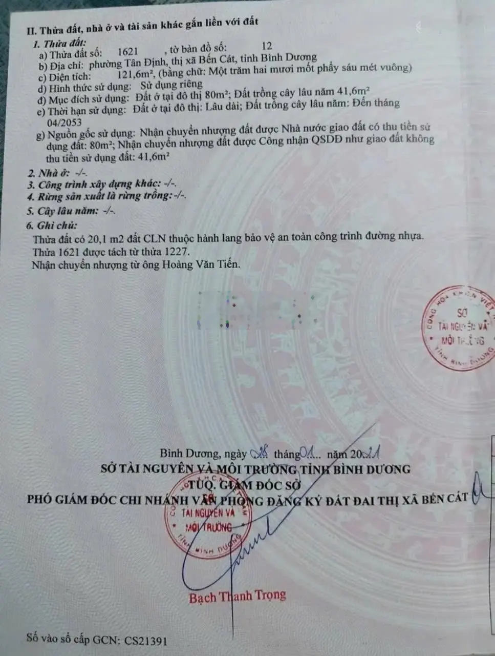 Bán gấp lô đất ngay ngã 3 Bến Lớn, Tân Định, Bến cát, SỔ RIÊNG, GIÁ 450 TRIỆU , 121m2